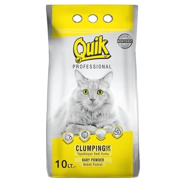 Cat Litter Sand made in Turkey QUIK-BENTONITE CAT LITTER 10 LT BABY POWDER 0,6-2,25 MM