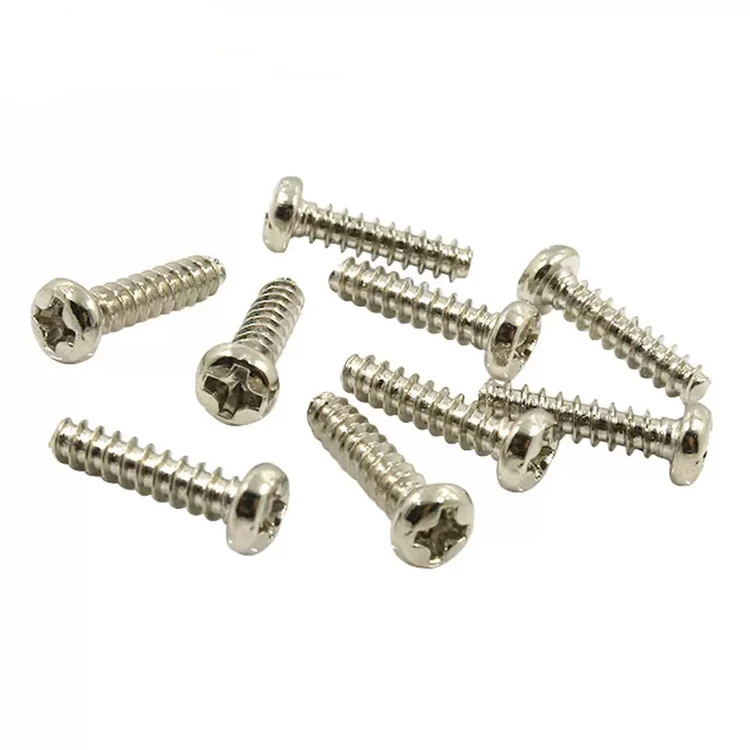 M1.4 M1.7 M1.8 M2 M2.3 M2.5 M2.6 M3 M3.5 M4 M5 Nickel Plated Phillips Pan Head Plastic Self Tapping Thread Forming Screws