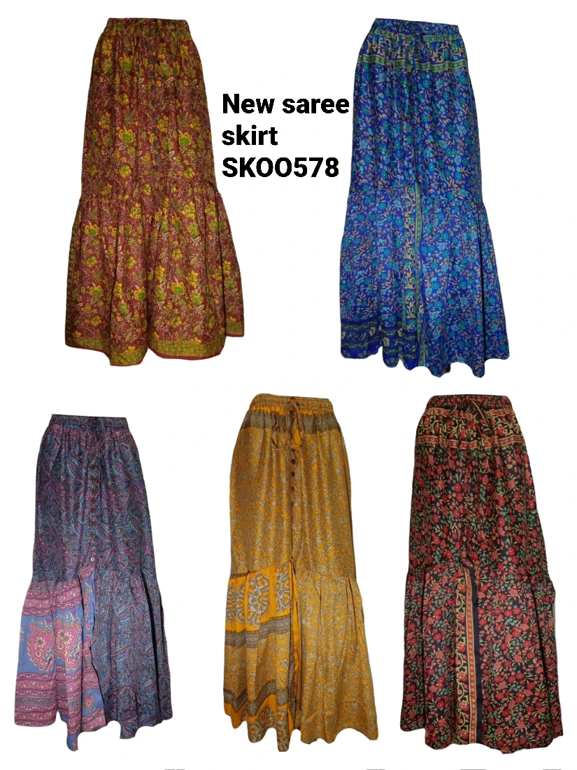 Long  Silk Skirt Floral Print Wrap Around Dress Hippie Clothing Boho Bohemian  Women Beach Wrap Gypsy Dress Cover Up