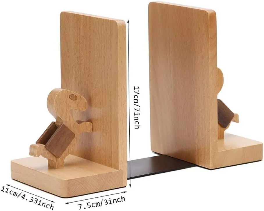 Creative Design Horse Bookend for Home and Office Accessories Holder Wooden Vertical Bookend
