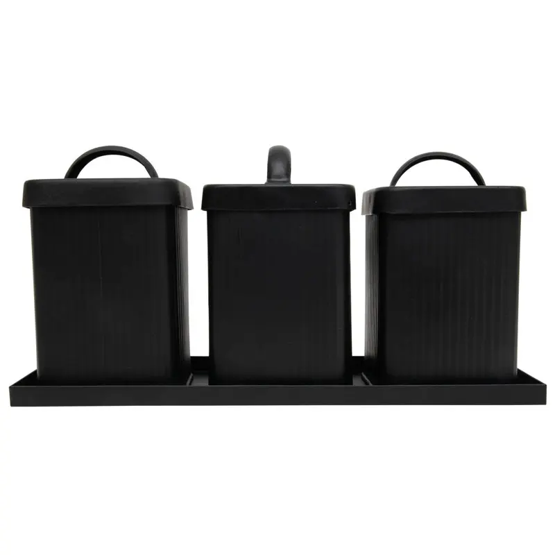 4 Piece Tin Counter Storage 4 Piece Set of Coffee Tea & Sugar Kitchen Canisters & Jars Bulk Quantity Direct Factory Price 2023