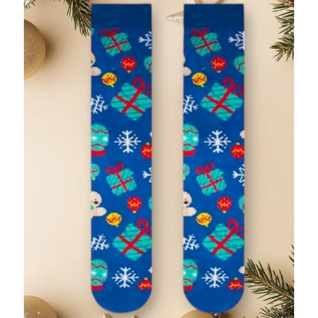 Unisex Happy Xmas Spandex Cotton Print Socks Perfect New Year Gift for Men and Women Knitted Sport and Casual Design