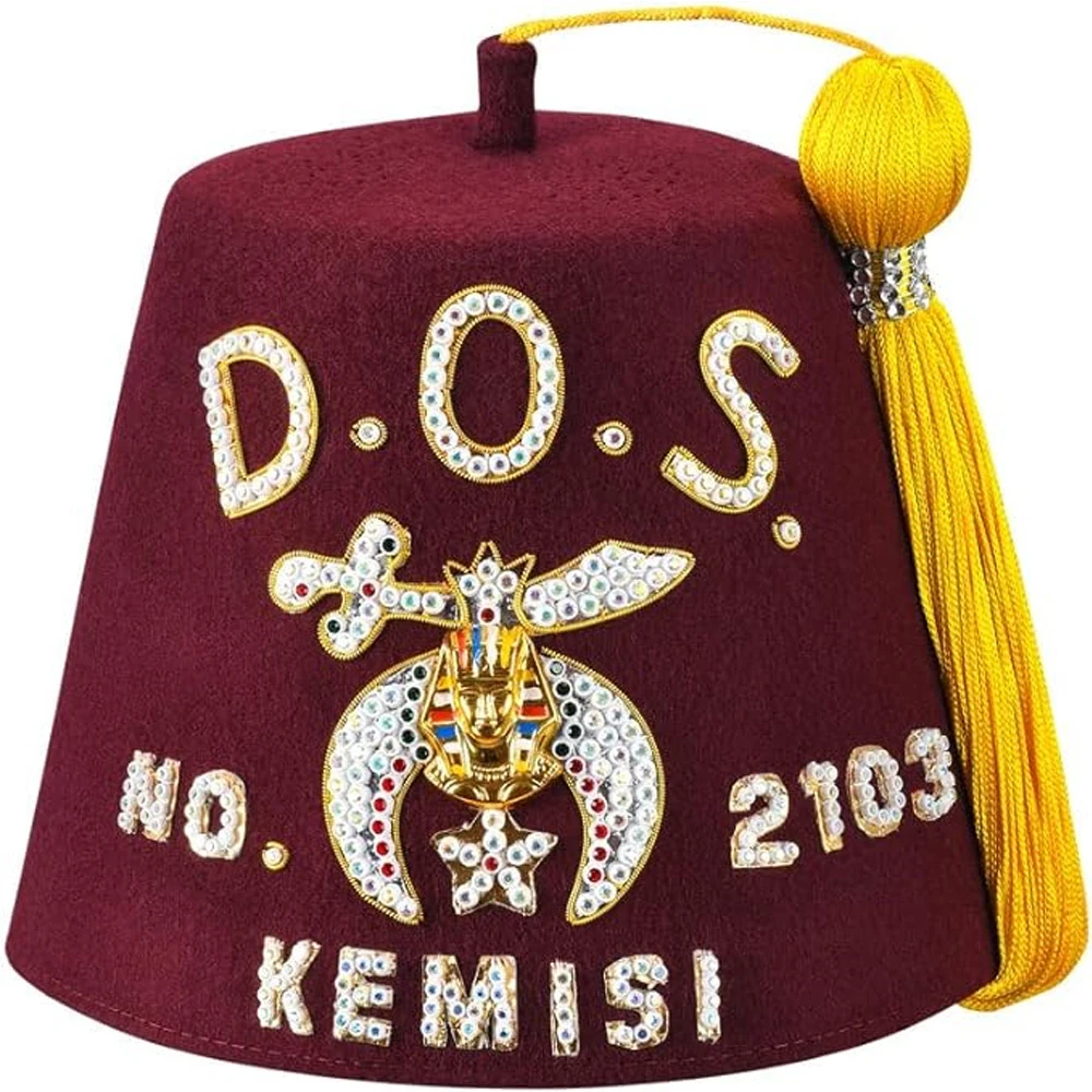 Wholesale Breathable Lightweight Masonic Regalia Fez Hats OEM Custom High Quality 100% Cotton Masonic Regalia Hats