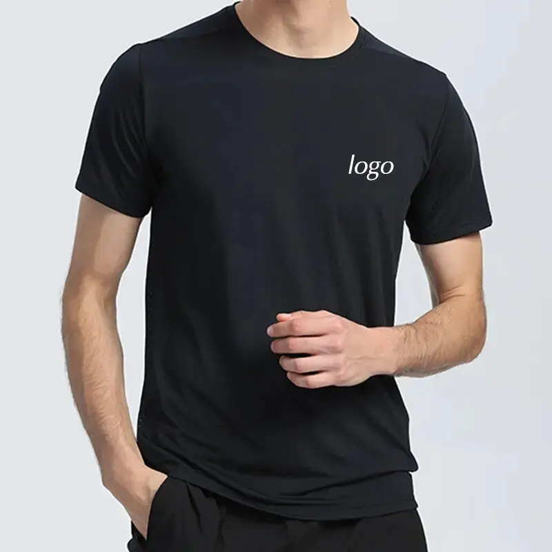 High Quality Gym Shirt Fit T-Shirts 95% Cotton 5% Spandex Short Sleeve Training Fitness Quick Dry Gym T Shirt For Men