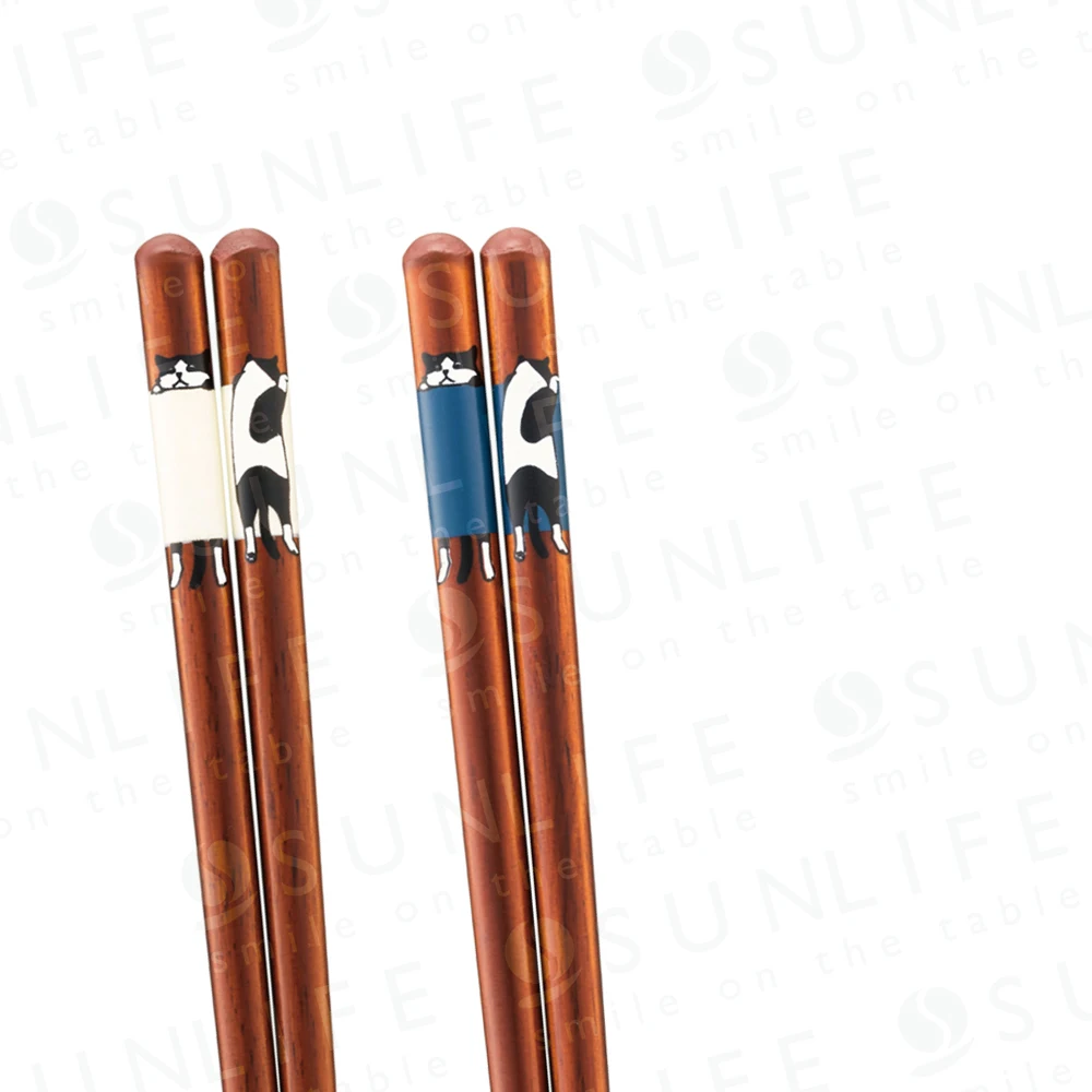 Симпатичные японские палочки для еды с принтом и кошкой