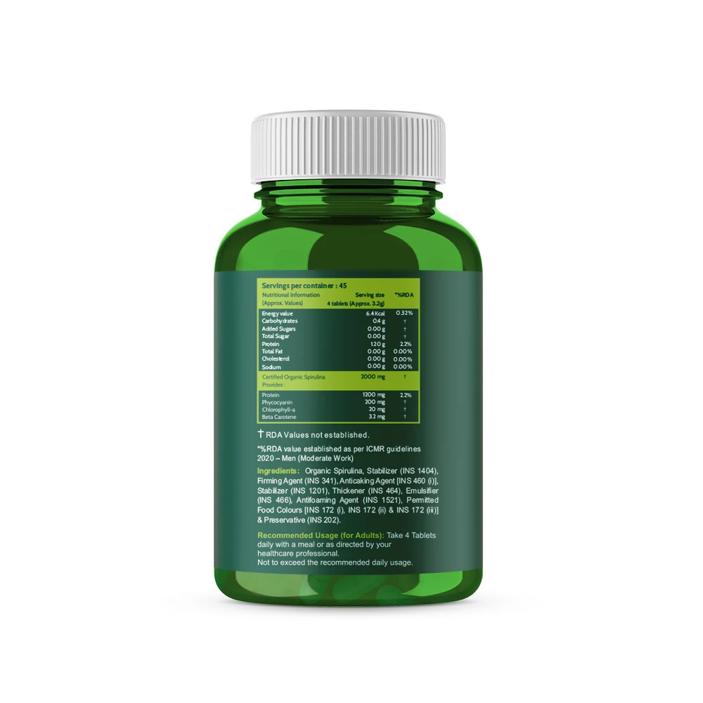 High Quality Nature Source Spirulina Tablets l 100% Organic Spirulina Tablets 2000mg Per Serving