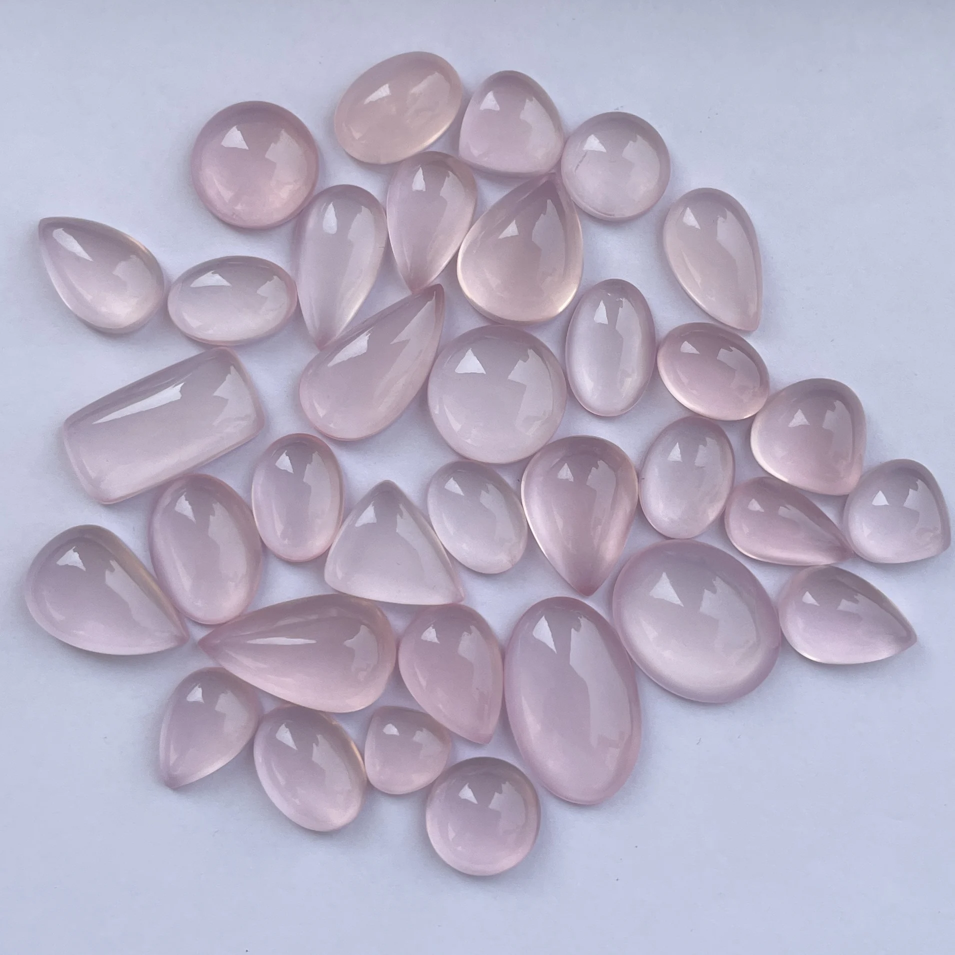 10mm 20mm Natural Dark Pink Rose Quartz Smooth Cabochon Top Clean AAA Quality Bulk Wholesaler For Jewelry Making Ring Pendant