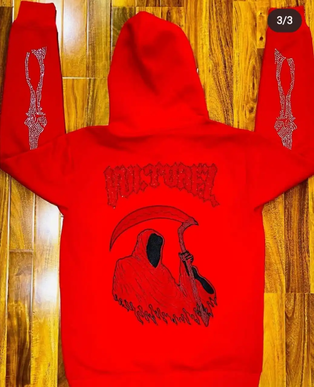 Custom Bling Sparkle Crystal Rhine Stone Hoodies Logo Top Women Skull Full Zip Up Rhinestone Skeleton Hoodie