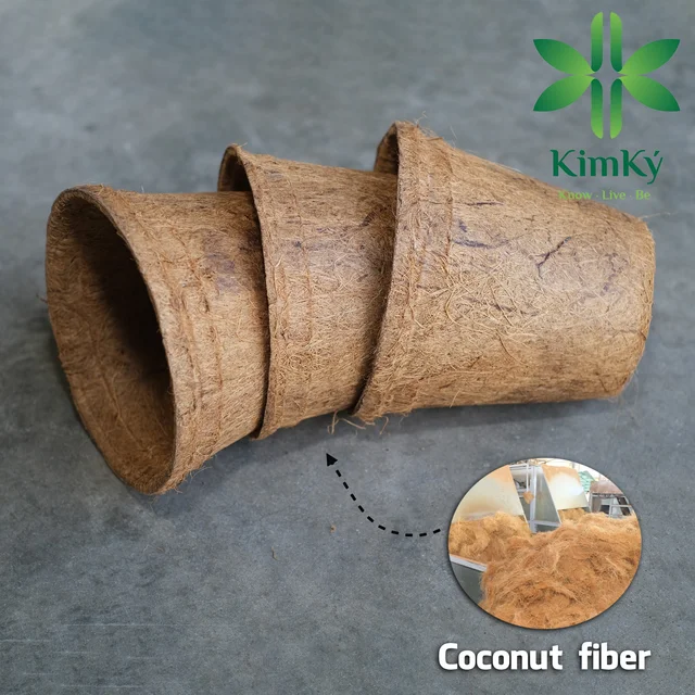 NATURAL BIODEGRADABLE COCONUT COIR FIBER POT FOR PLANT FOR FLOWER FOR GARDEN DECORATION IN VIETNAM