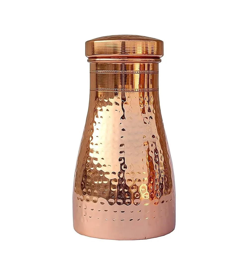 High Finishing and Quality Pure Copper Water Bottle With Yoga Ayurveda Health Benefits Hammered Copper Water Bottle
