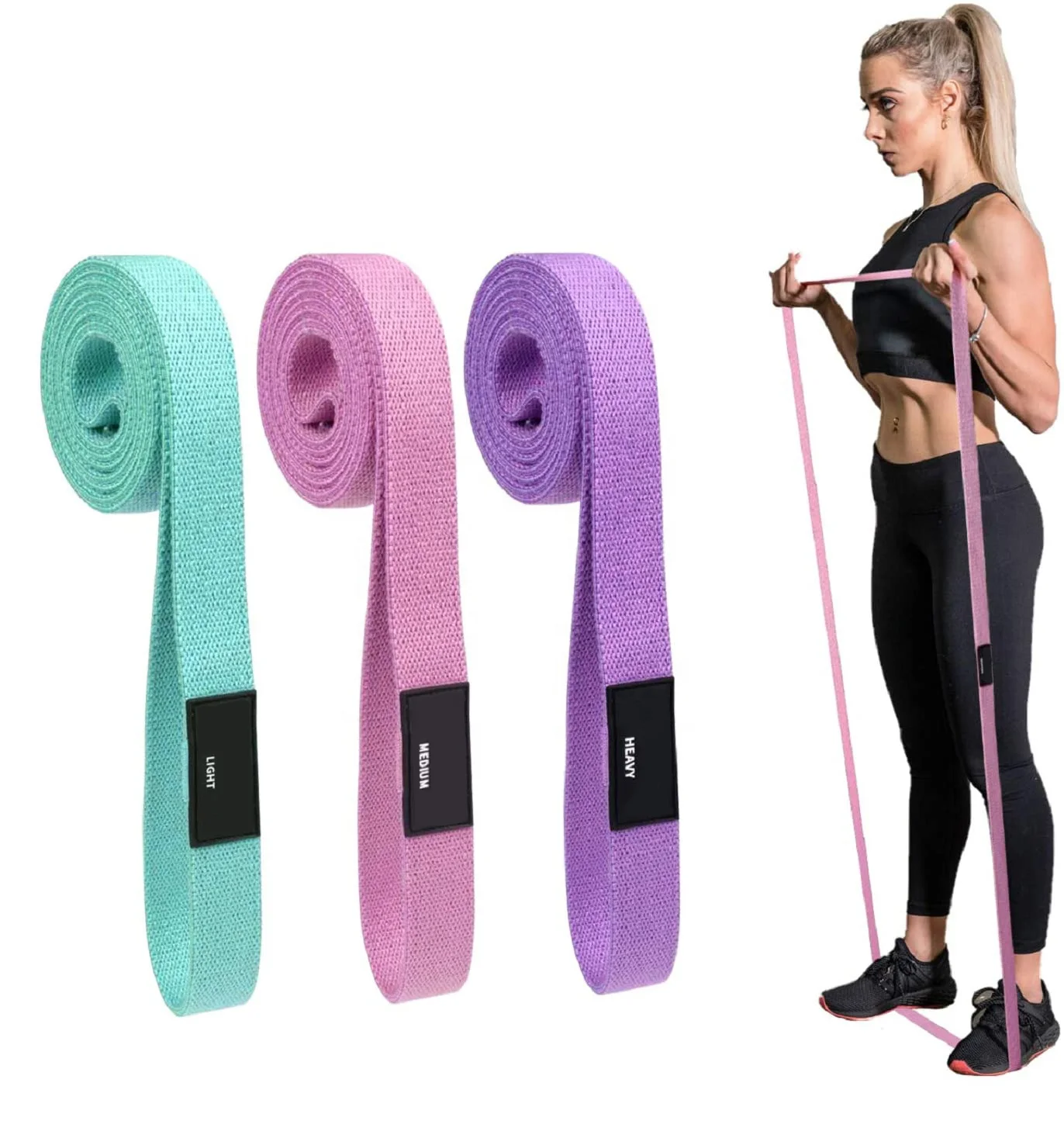 Pull Up Mobility Assist Long Resistance Bands Set Fabric Men Women Elastic Fitness Body Bands Heavy Duty Stretch Exercise  Bands
