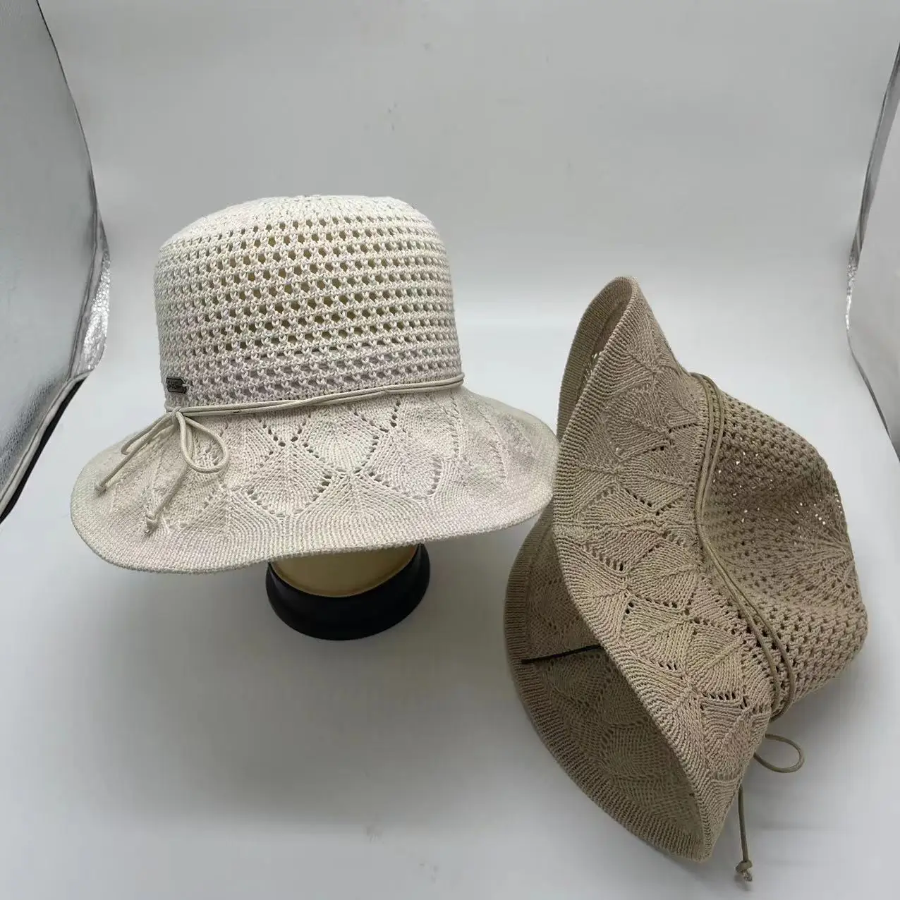 Вязаная шапка из полиэстеровой пряжи, летняя Складная Солнцезащитная Новая повседневная женская уличная шляпа, можно настроить четыре сезона