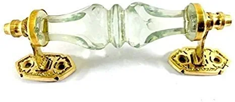 Best Quality Antique Style White Colour Crystal Cut Brass Door Handle for Cabinet Door Handle Available at Export