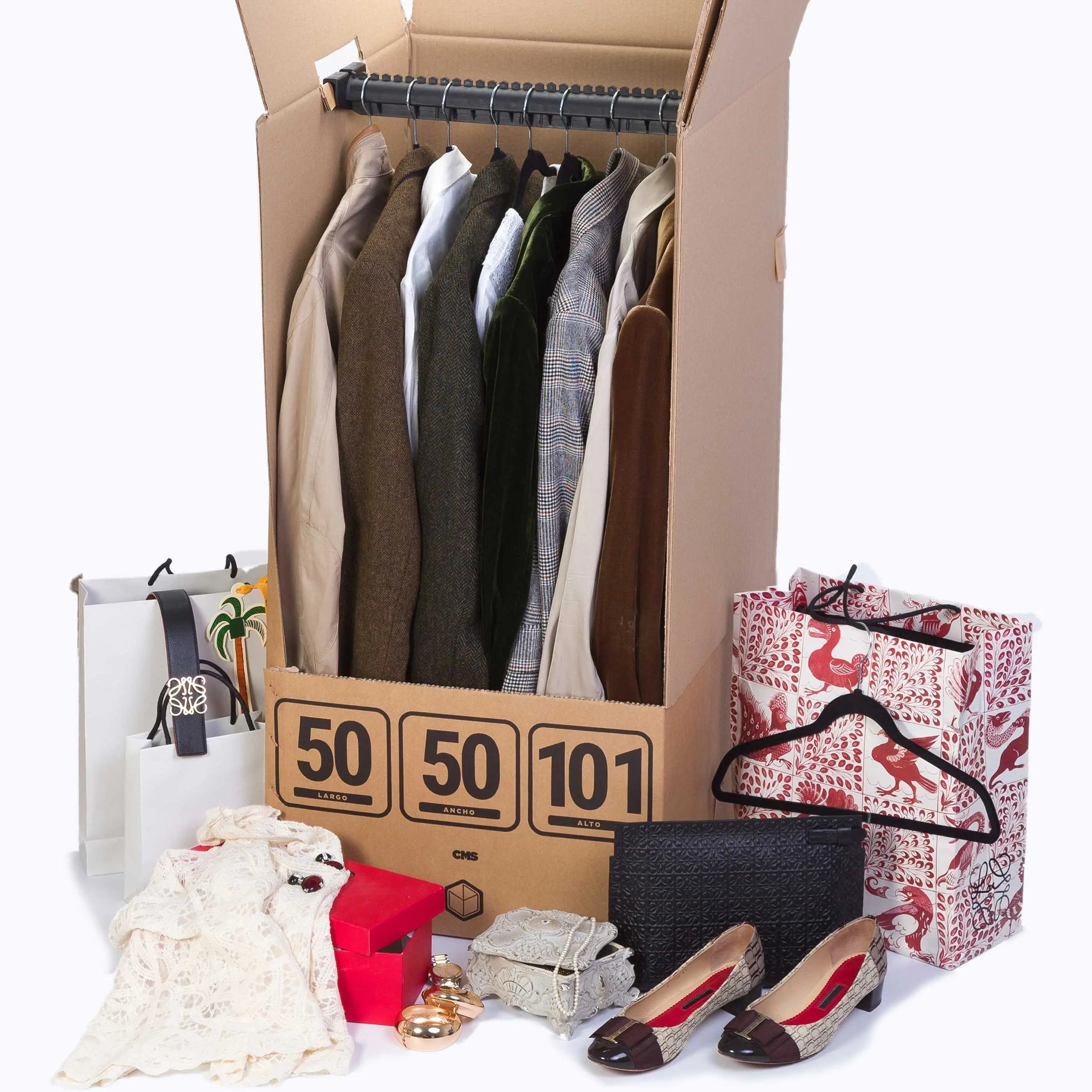 TELECAJAS Cajas Armario Portátil para Ropa (50x50x101 см) Ropero en Mudanzas Pack de 2 ud (включая барраса)