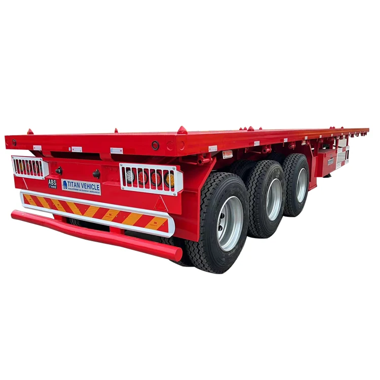 Hot Sale 3/Tri Axle 20 Ft 40 Foot 3 Axle Flatbed Container Semi Truck Trailer for Sale in Tanzania Dar Es Salaam