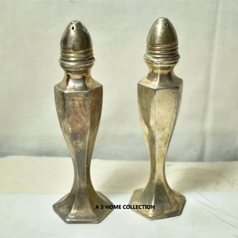 brass vintage design antique silver finished kitchen hotel salt and pepper set