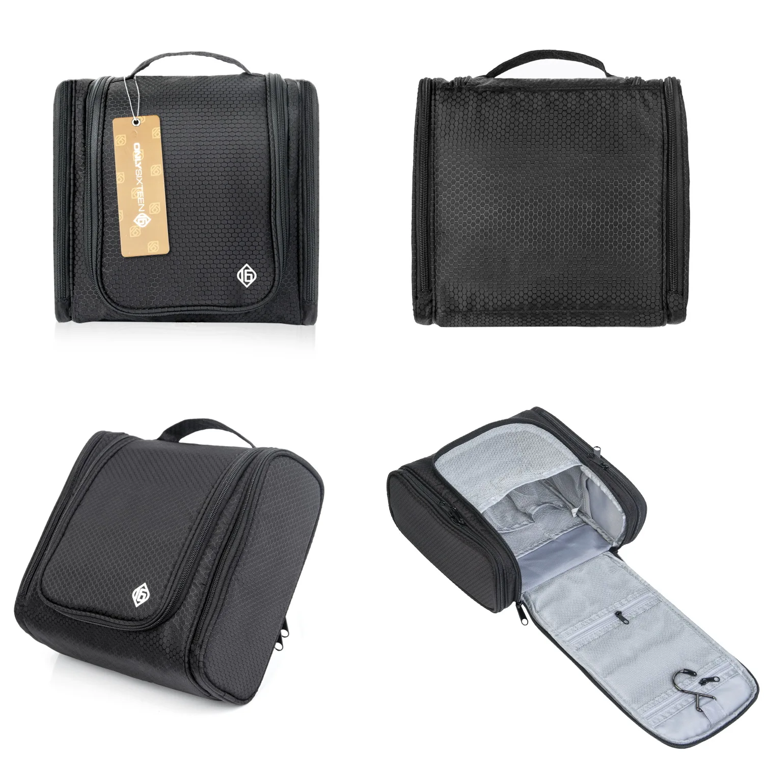 RPET Polyester Waterproof Makeup Toilet Bag Hanging Travel Toiletry Bag With Sturdy Hook