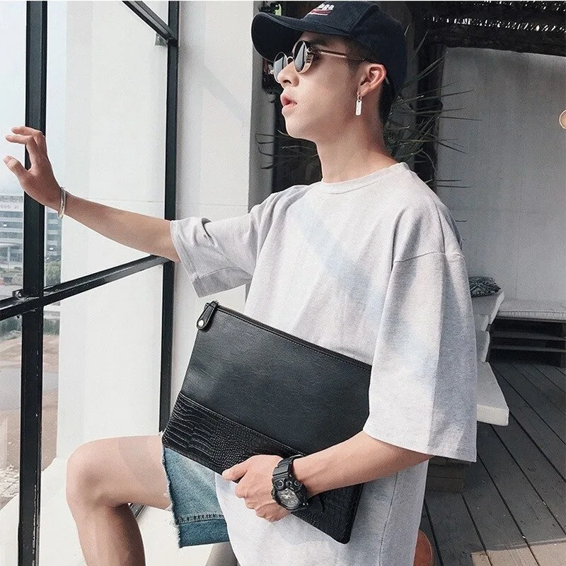 Alligator Pattern Leather Clutches Men Envelope Bag Business Fashion Clutch Male Handbag Luxury Design Clutch