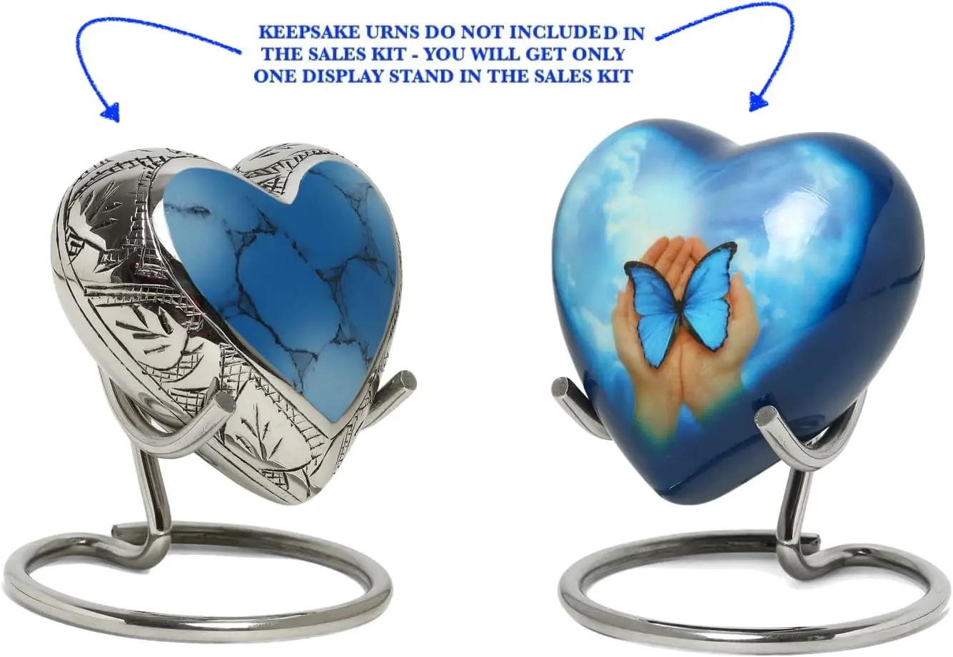 Display Stand for Small Keepsake Heart Urns  Stainless Steel Silver Finished Beautiful Keepsake URN Holder Mount for Small Urns