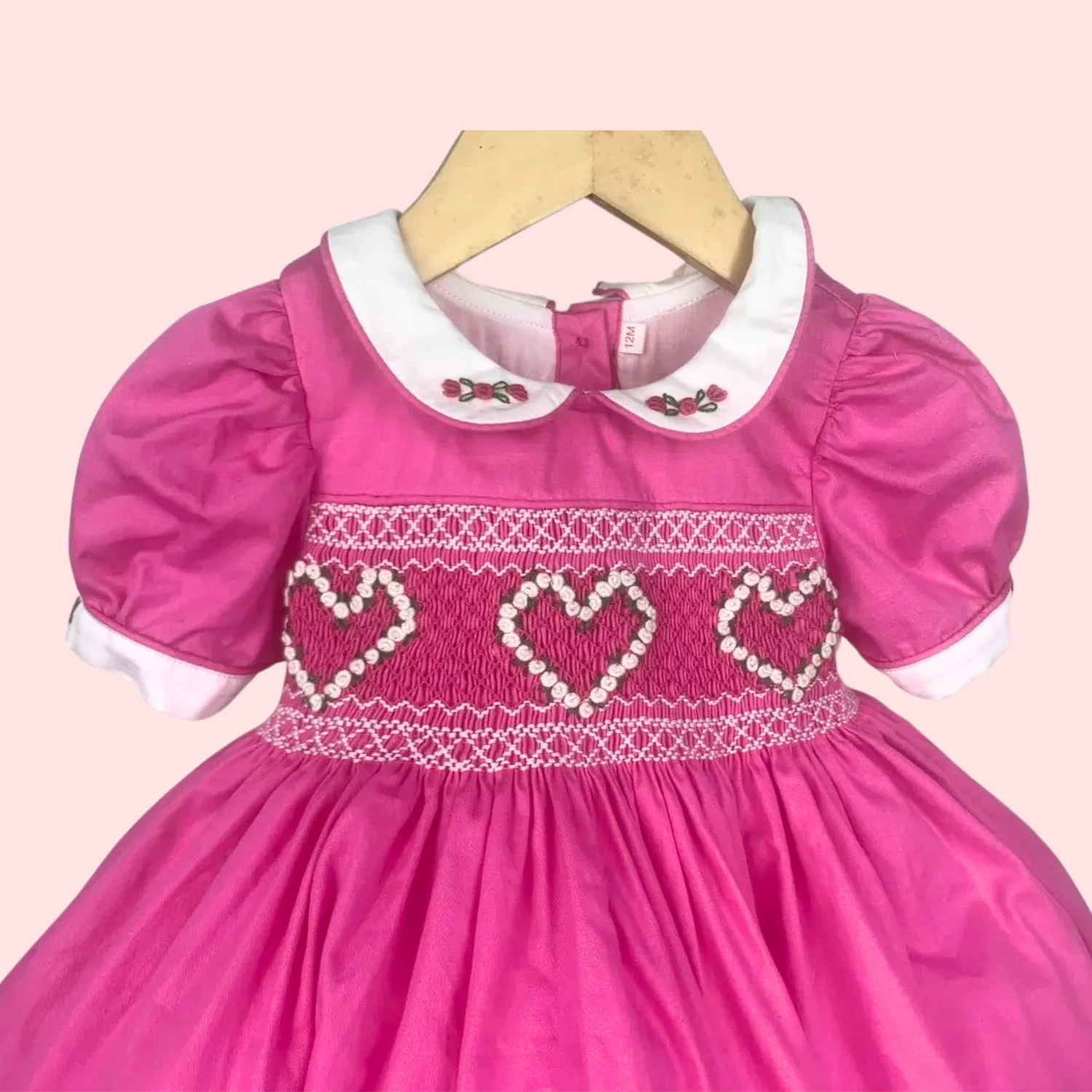 Smocked Children Clothing Princess Dress For Kid Baby Girls From 2M to 12T Pink Customize Your Design Wholesale