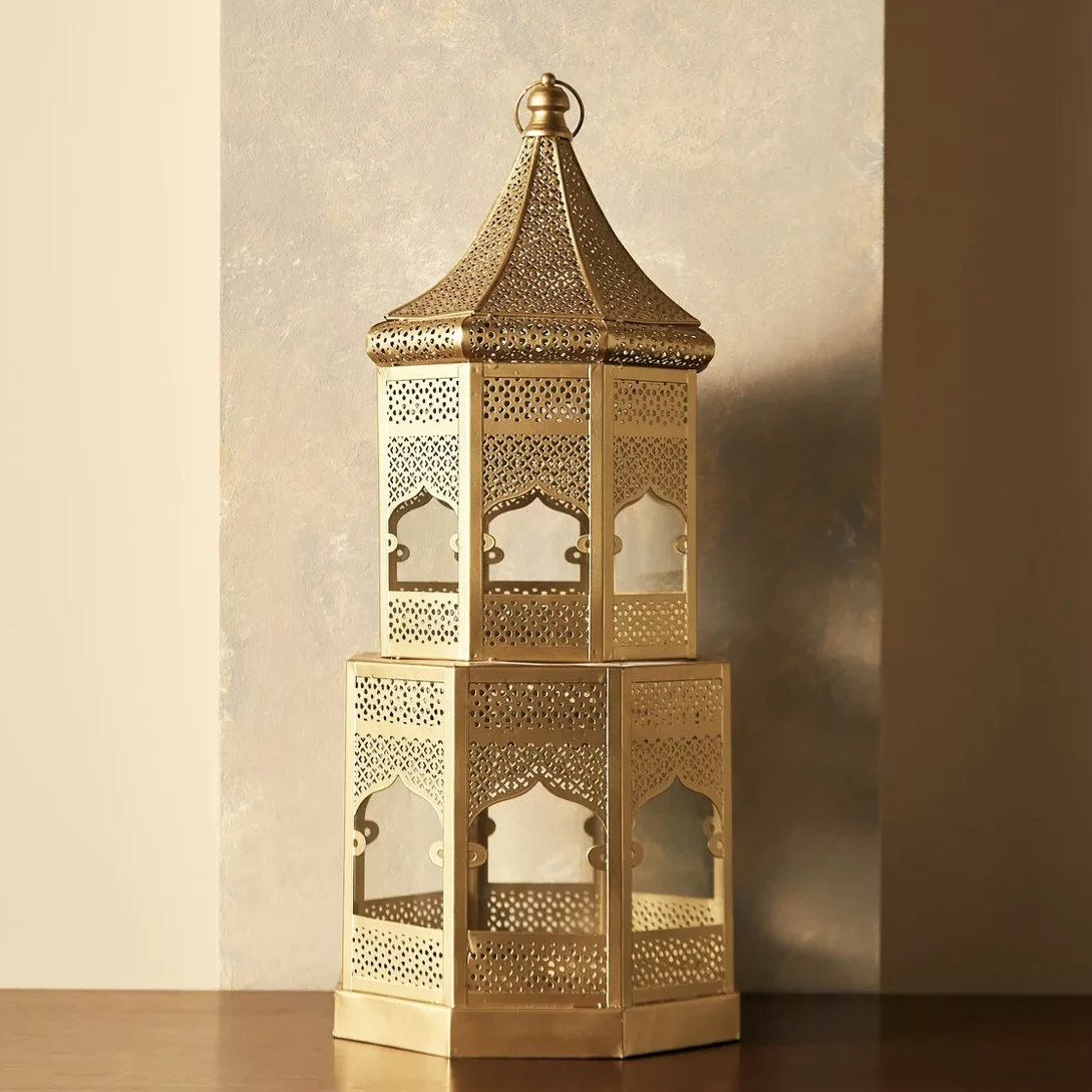 Ramadan Decorations Hot Selling Floor Metal Moroccan Candle Holder Lantern Precise Cutwork Metal Lanterns