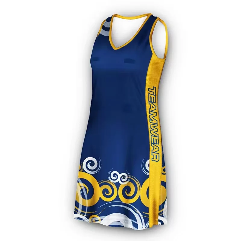 Wholesale Custom Made Netball Uniform Professional Netball Uniform High Quality Netball Uniform v-neck sublimation ladies dress