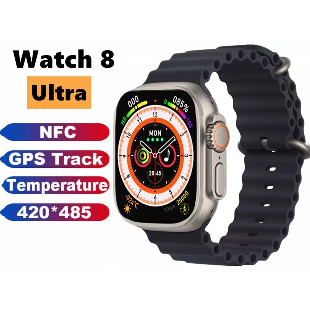 New Smart Watch Ultra 8 NFC GPS Track 49mm Men Women Bluetooth Call Smart Watch IP67 Waterproof Series 8 Wireless Charging