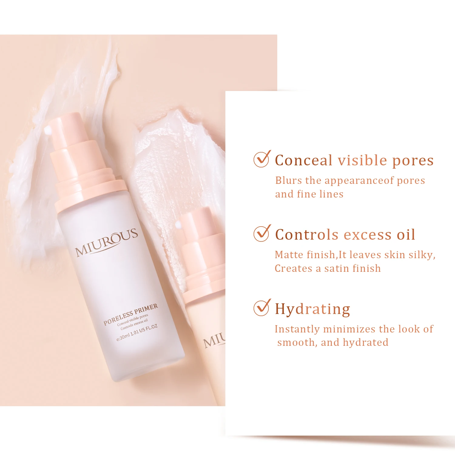 Customized Logo Mineral Pore Minimizing Face Primer Long-lasting Matte And Poreless Makeup Primer Gel