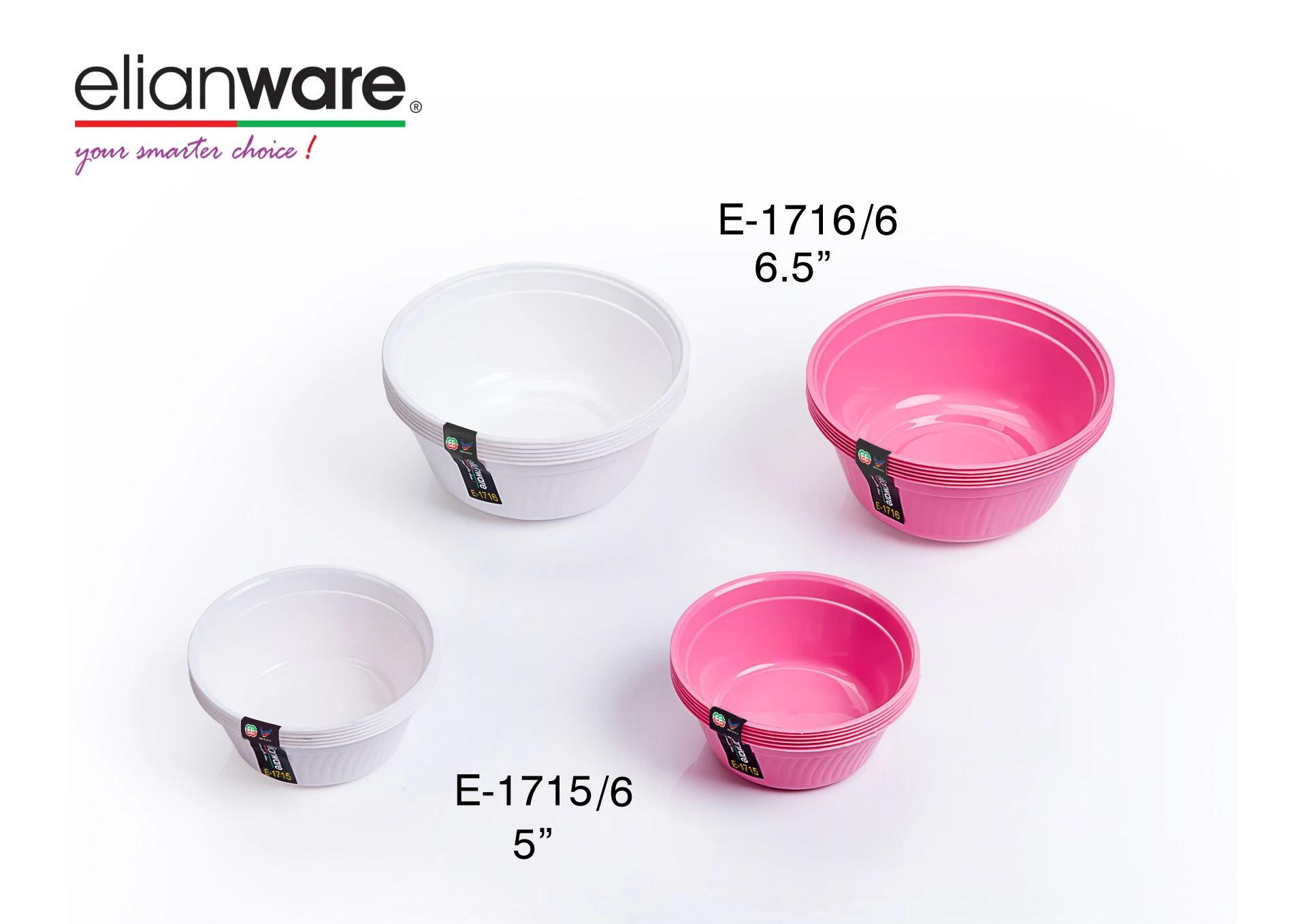 Elianware High Quality Biodegradable Plastic Party Dinner Disposable Plastic Party Bowl (6 Pieces Per Pack)