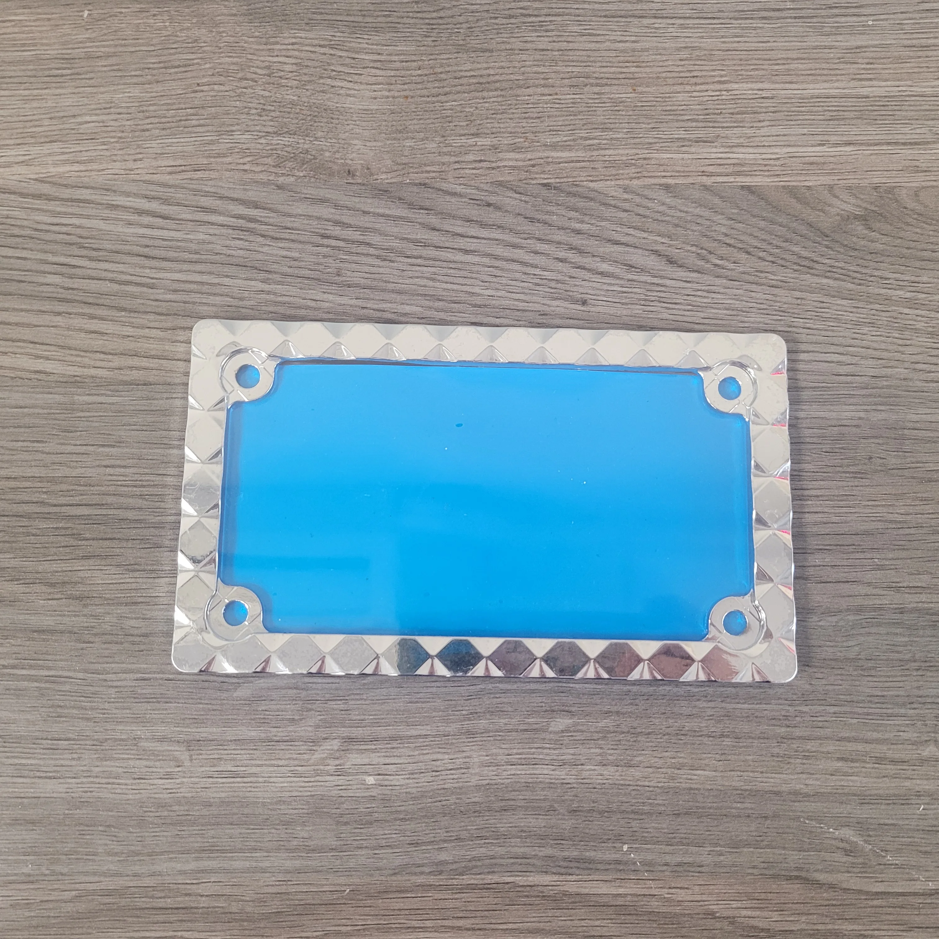 Racing Motorcycles Silver Diamond Plate License Plate Frame for Competitive Spirits