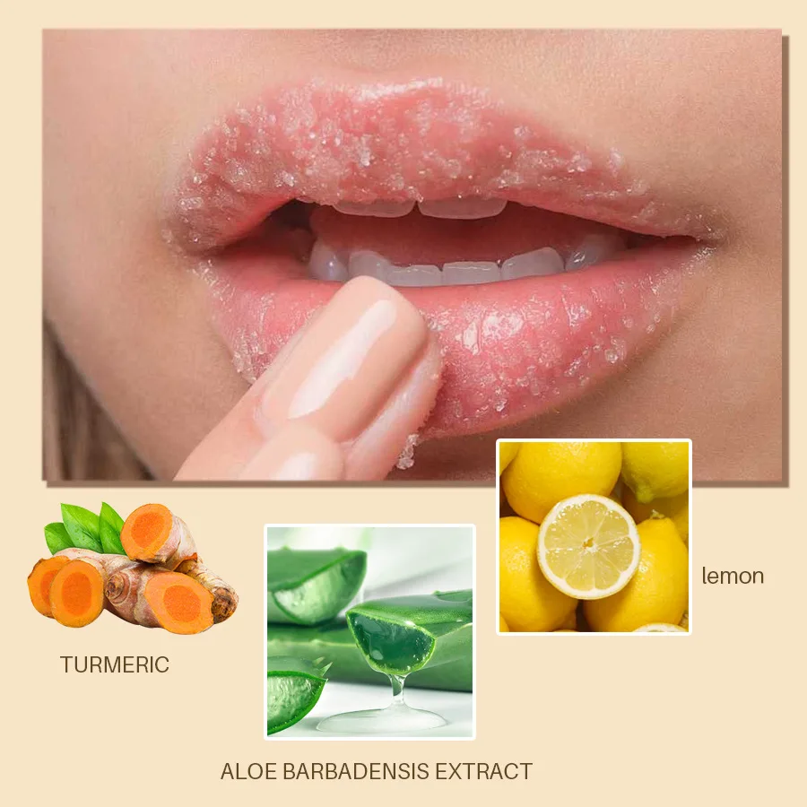 Brightening Lightening Lemon and Sugar Turmeric Honey Lip Care Kit Scrub for Dark Lips