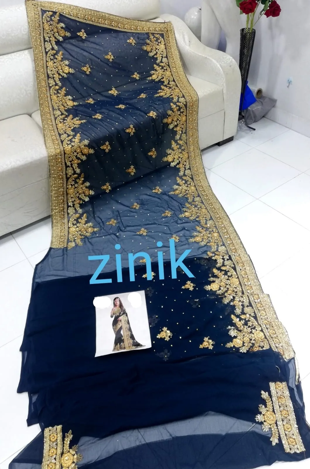 Indian/Pakistani Embroidered Chiffon Zari Work Saree Hot Selling Product 2022