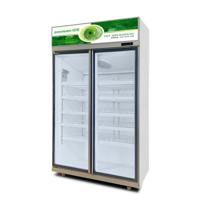 Single Double Three Glass Door Refrigerator Refigerating Beverage Commercial Visi Cooler Fridge