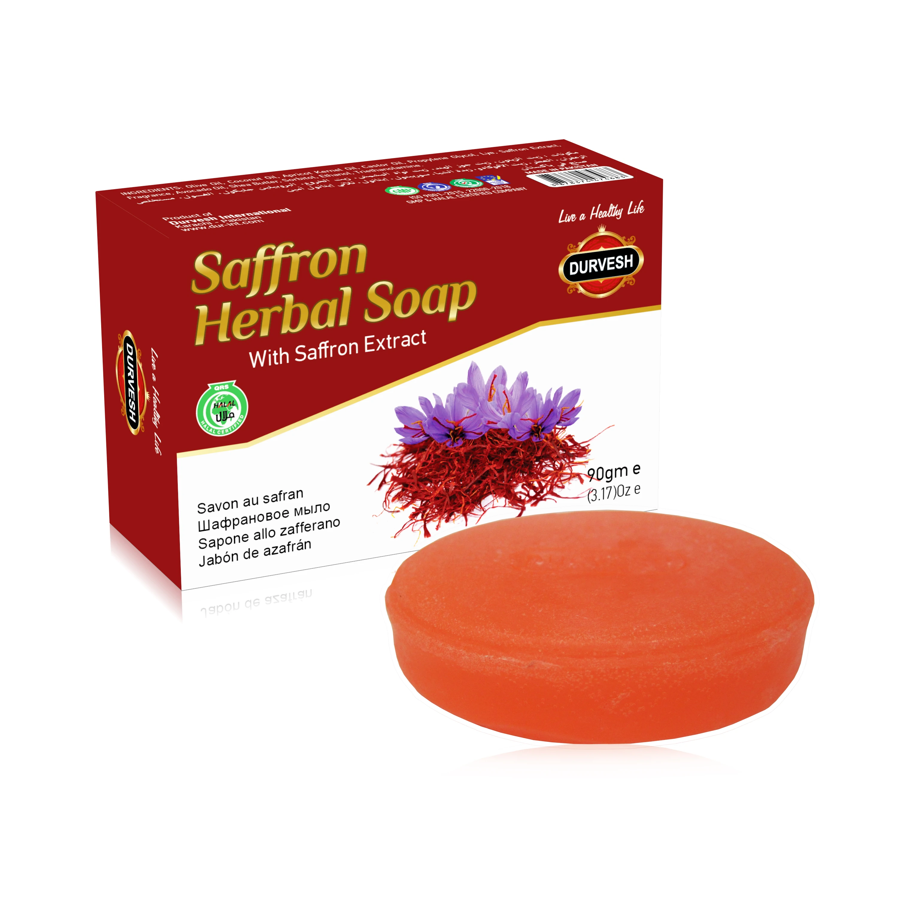 SAFFRON HERBAL SOAP 90gm HERBAL SOAP PRIVATE LABEL WHOLESALE HANDMADE 100% PURE SOAP BEAUTY SKIN WHITENING