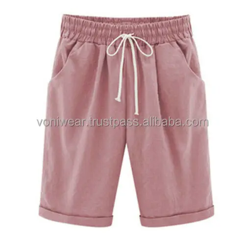 Womens Loose Solid Casual Summer Crop Pants Trousers Beach Bermuda Capri Shorts Customized Women Ladies Short