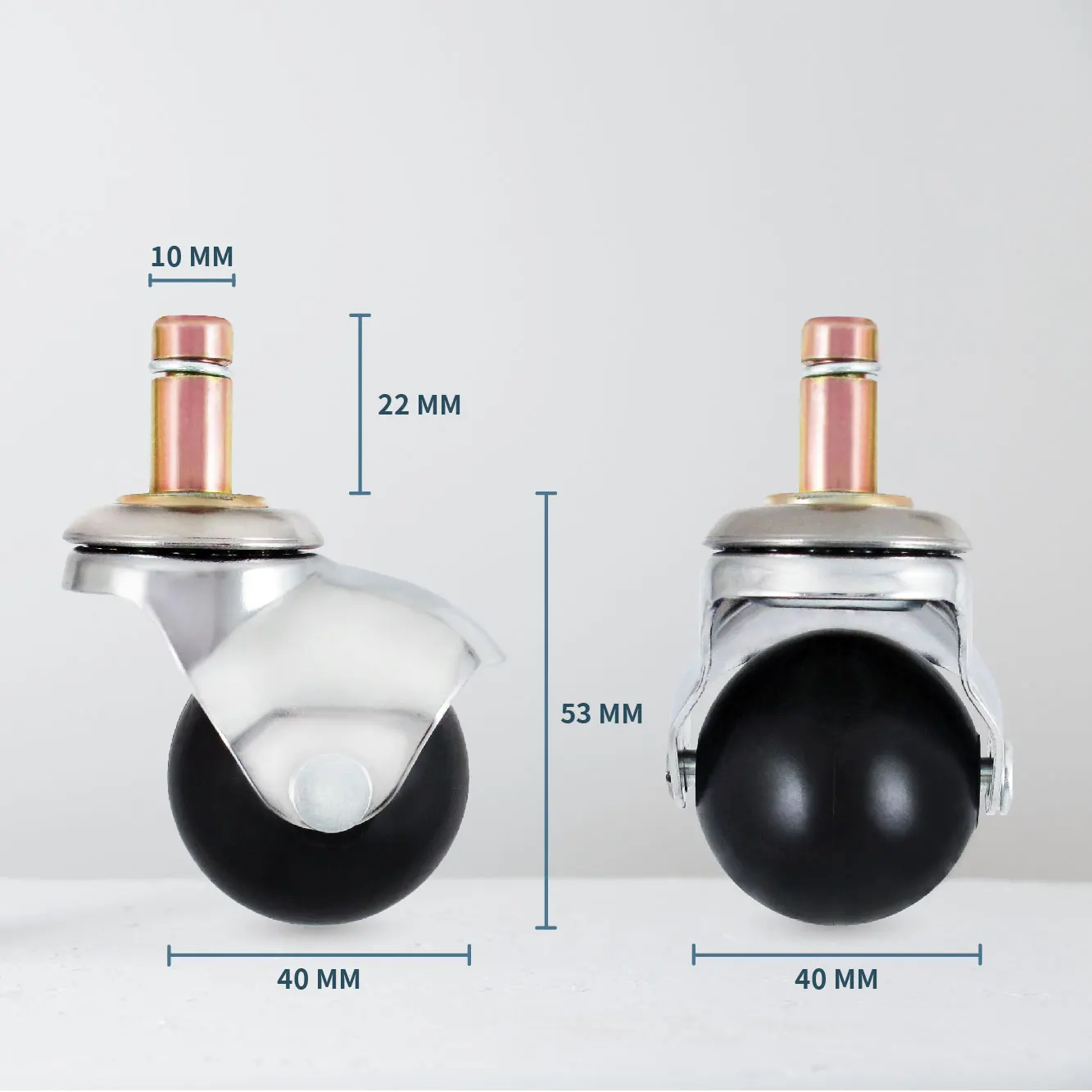 1.5 Inch 10mm Friction Ring Stem Office Chair Polypropylene Ball Wheels