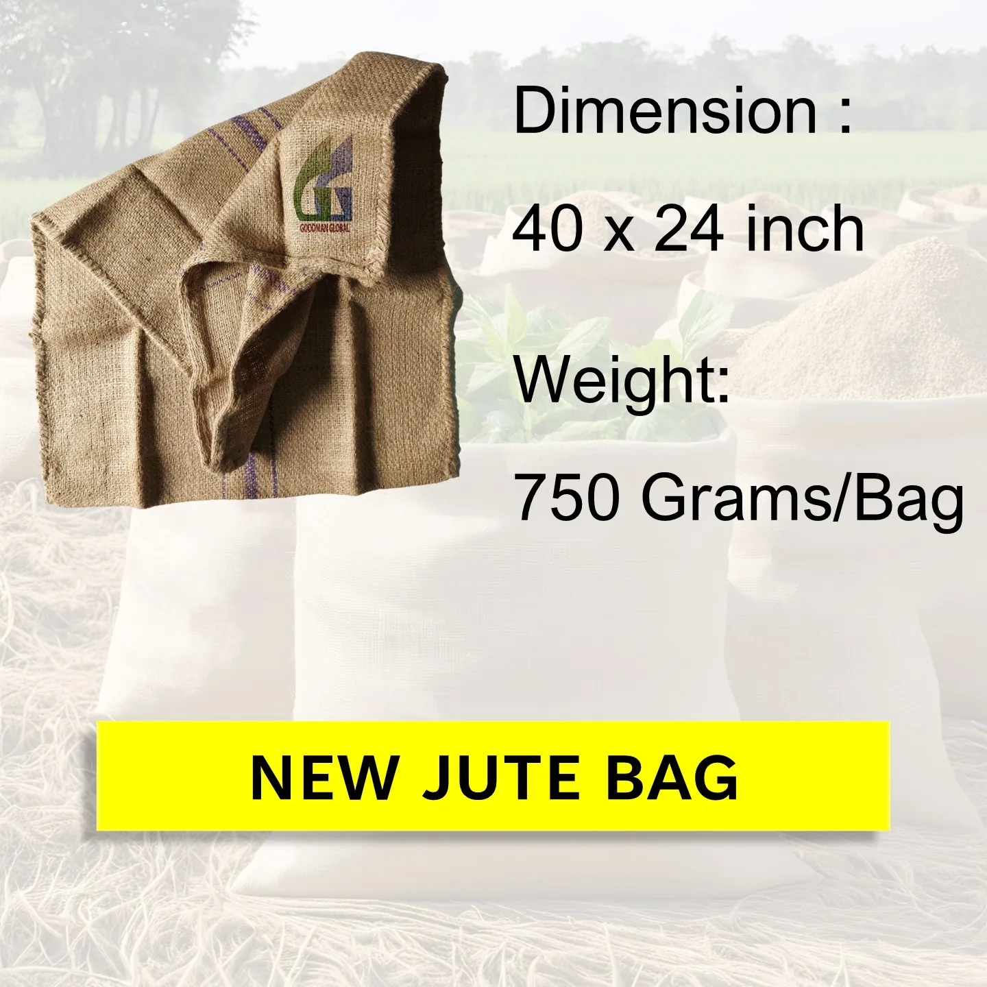 40x24 Inch 750 Grams 50 kg Gunny Bags for Rice Corn Maize Natural Jute Bag Burlap Sacks Manufacturer Goodman Global Bangladesh