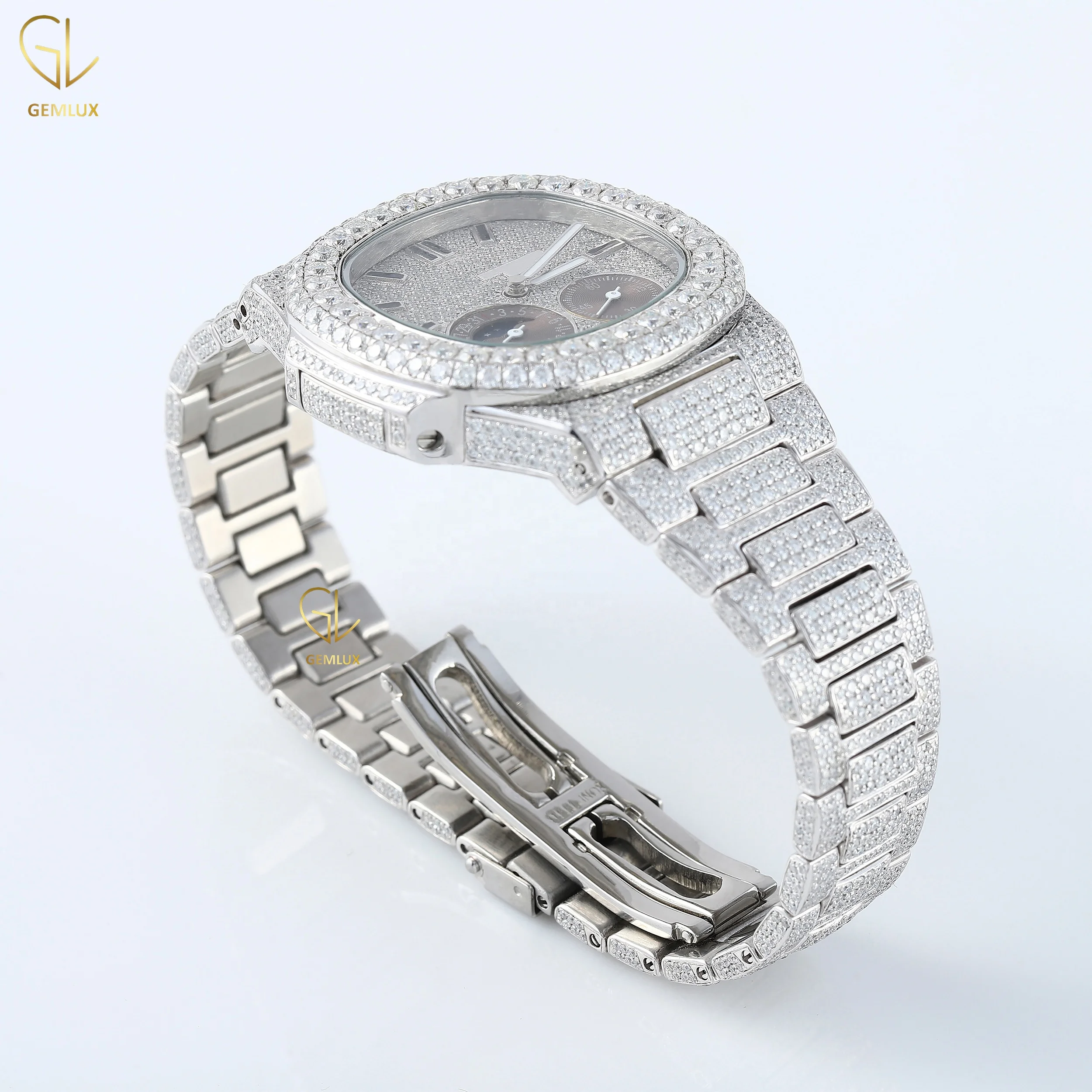 charm fully iced out New Trendy romal dial chronograph D vvs Moissanite Premium Quality diamond watch office wear men watch