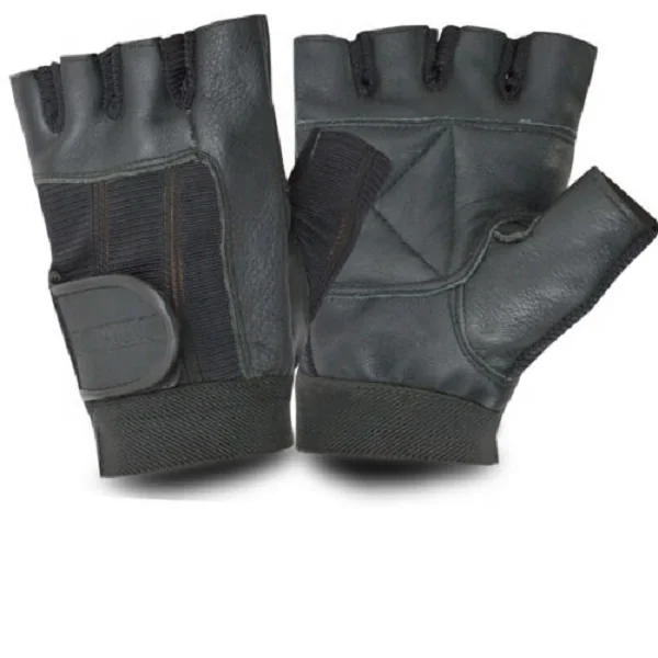 M BAANI LEATHER HALF FINGER GYM GLOVES FINGER LESS SPORTS CYCLING GRIP PADDED FITNESS GLOVES