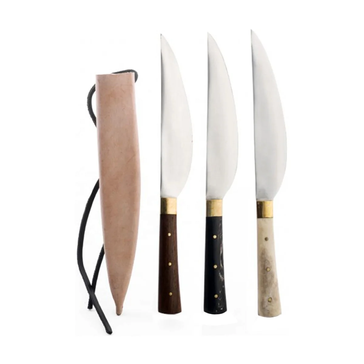 Best Value High Quality Custom Handmade Stainless Steel Medieval Utility Knife & Dining Knife With Cow Skin Leather Scabbard