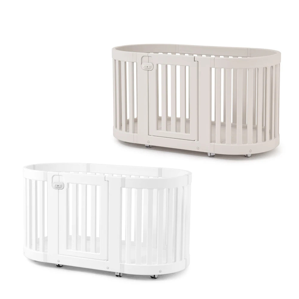 Takemehom Hygge Round Mobile Petroom pet dog gate fence panel kennel cage house enclosure playpen safety plastic indoor wheels