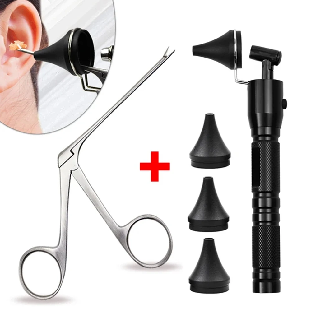 Ear Pick Endoscope Earwax Remover Micro Alligator Crocodile Forceps Earpick Nose Operational Cleaner Clip Tweezers Set