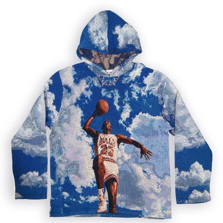 High Quality Custom hip hop streetwear oversized printed woven anime tapestry hoodie Balaclava Hoody oem