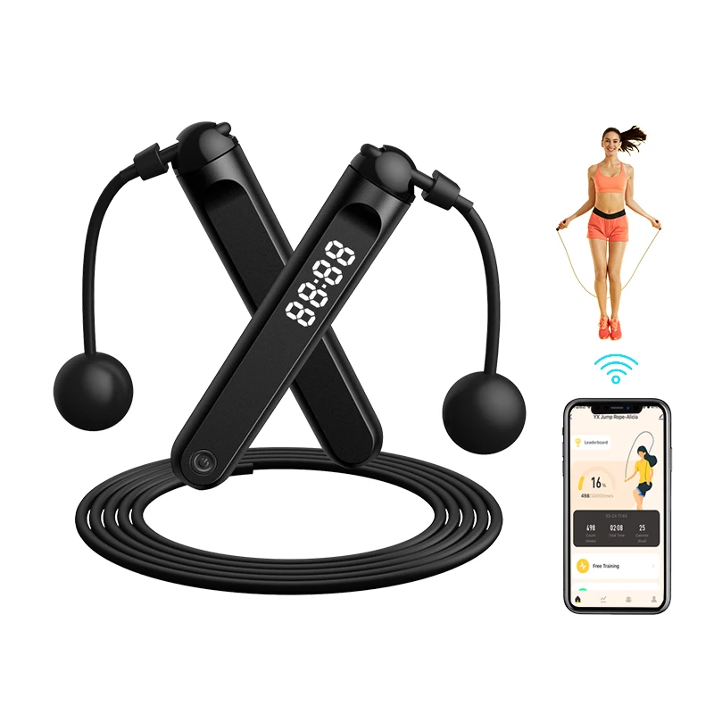 exercise fitness calorie cordless smart jump rope smart Skipping Rope with Digital counter app