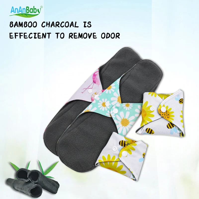 Wholesale Reusable Noble Girl Organic Bamboo Charcoal Or Custom Material Sanitary Napkin Pads For Women