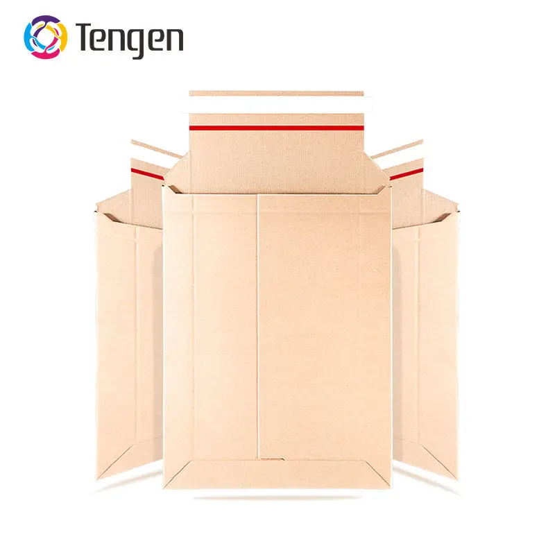 New Arrival Custom Stay Flat Corrugated Rigid Book Mailer E-Fluted Paperboard Envelope Kraft Paper Factory Direct Sale