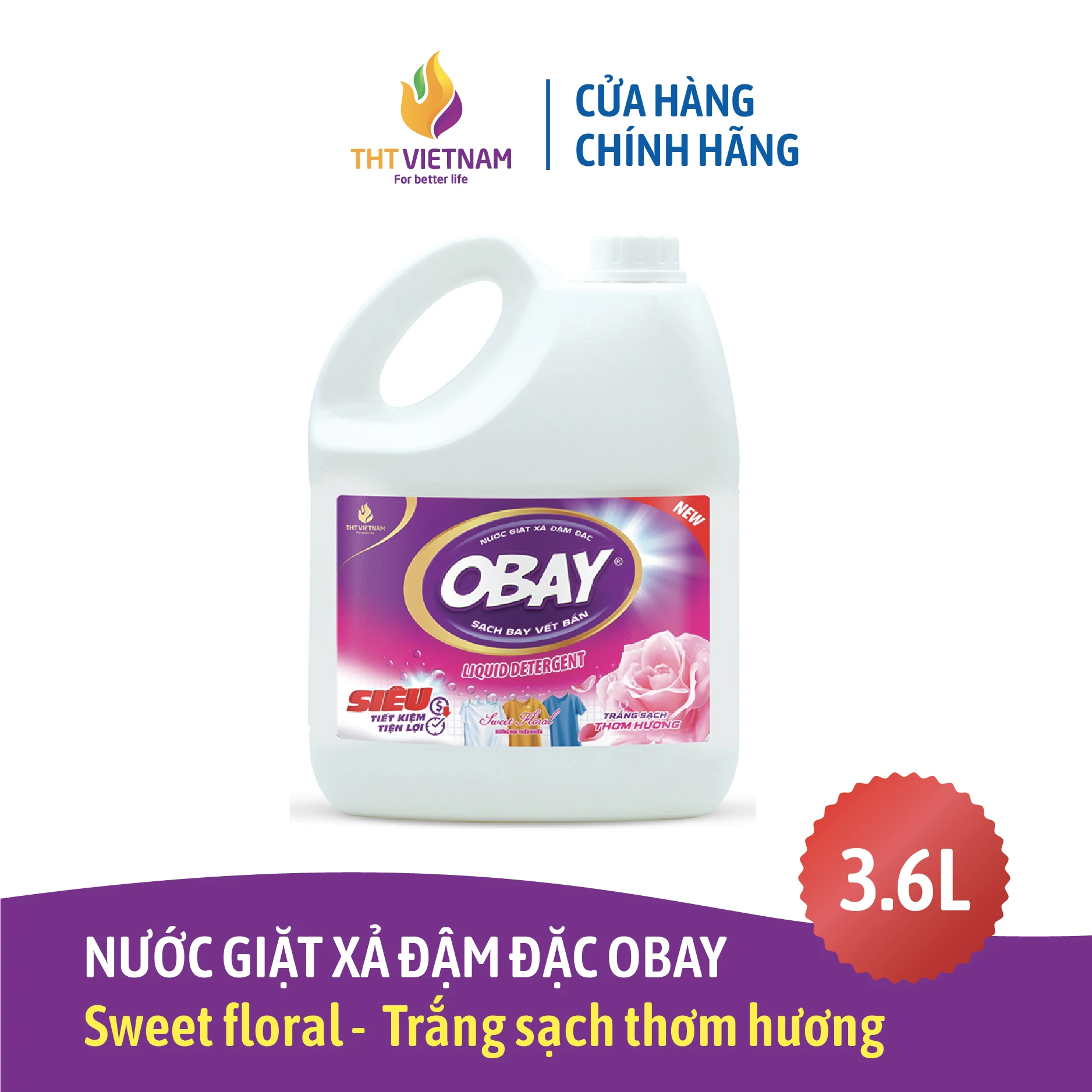 Obay Pink Liquid Detergent 3600ml Sweet Floral Flower Fragrance Liquid Cleaner APPAREL Laundry Detergent