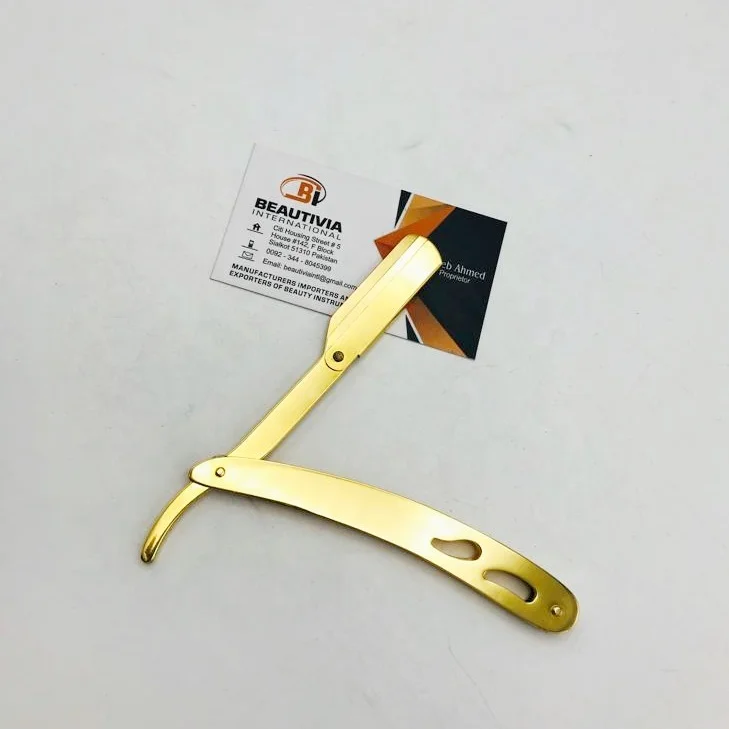 Gold Plasma  Classic Stainless Steel Professional Barber Straight Edge Razor