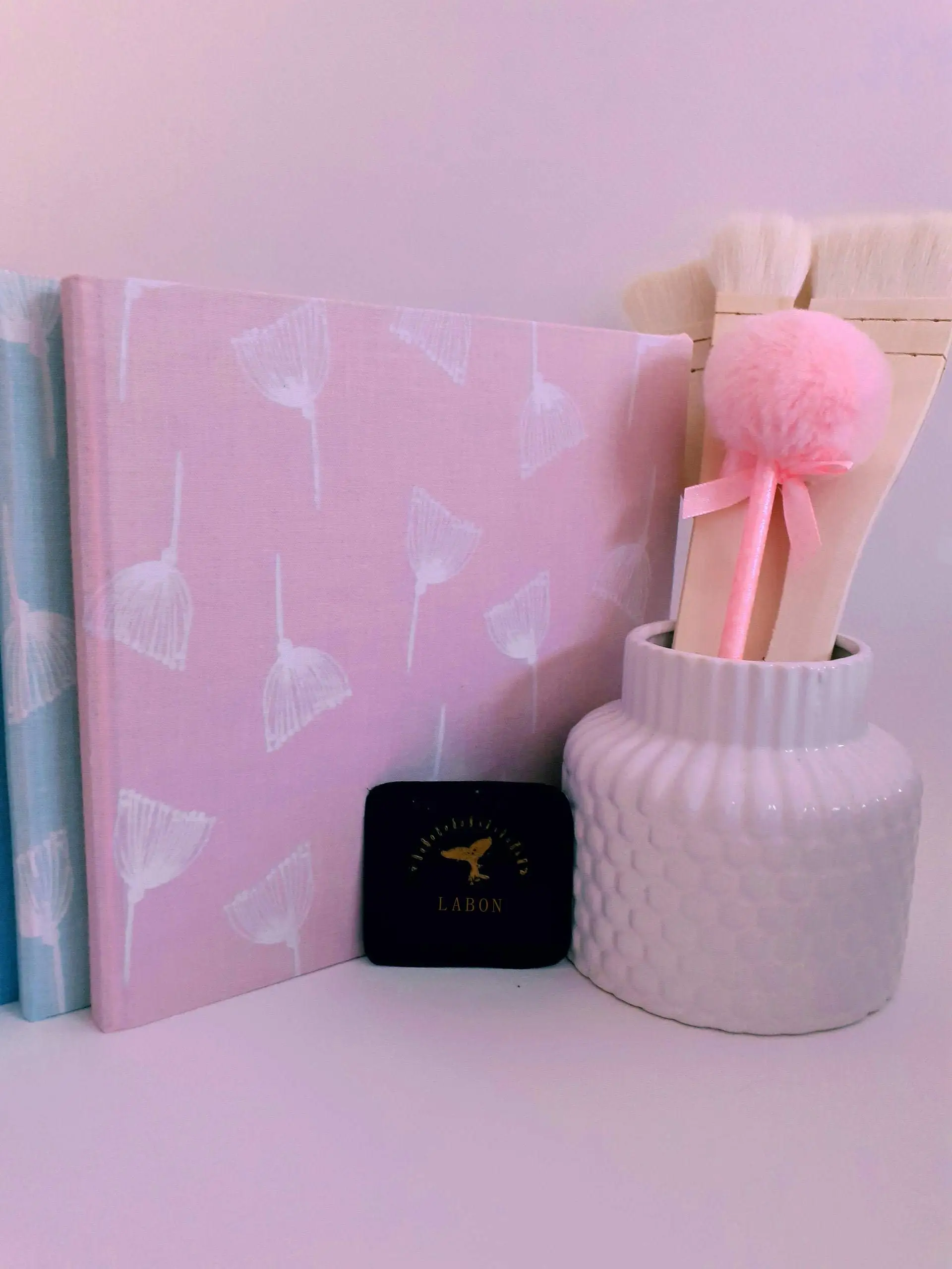 LABON Flower Print Pink And White Textile Cover Handmade Watercolor Paper Sketchbook