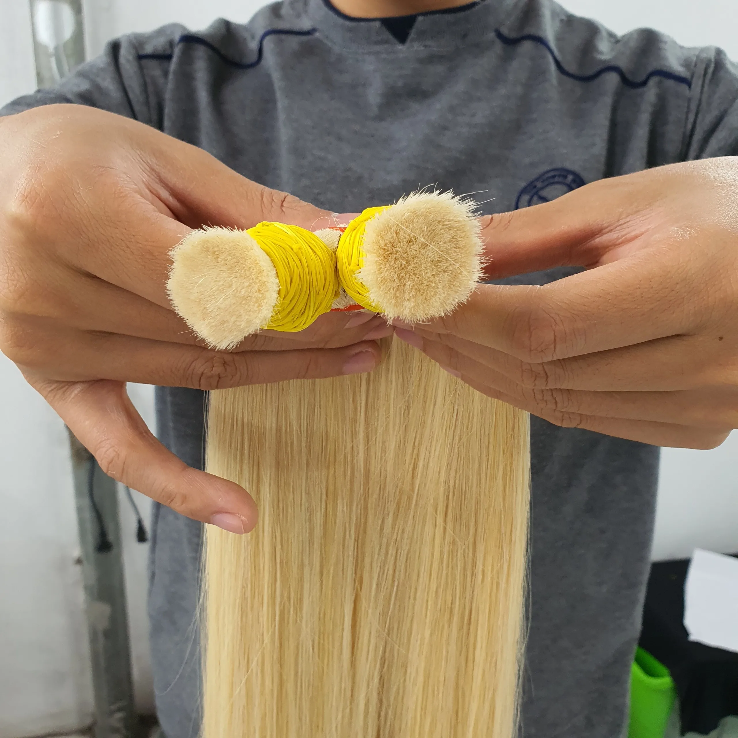 Human Hair Extensions Bulk Hair Blonde 18 Seconds Hair Extensions No Tangle No Shedding With Wholesale Price